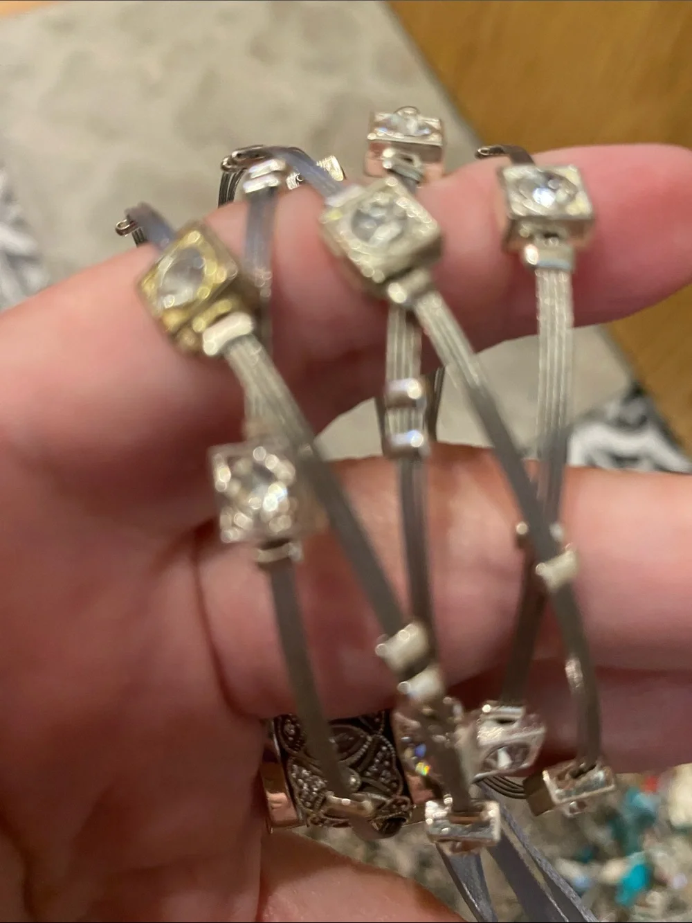 Silver New  white Crystal Accent Wireless Wearable Bracelet wired 5 pieces